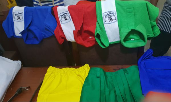 Samples of Colorful Inter-House Sportswear Display, Highlighting School Sports Fashion