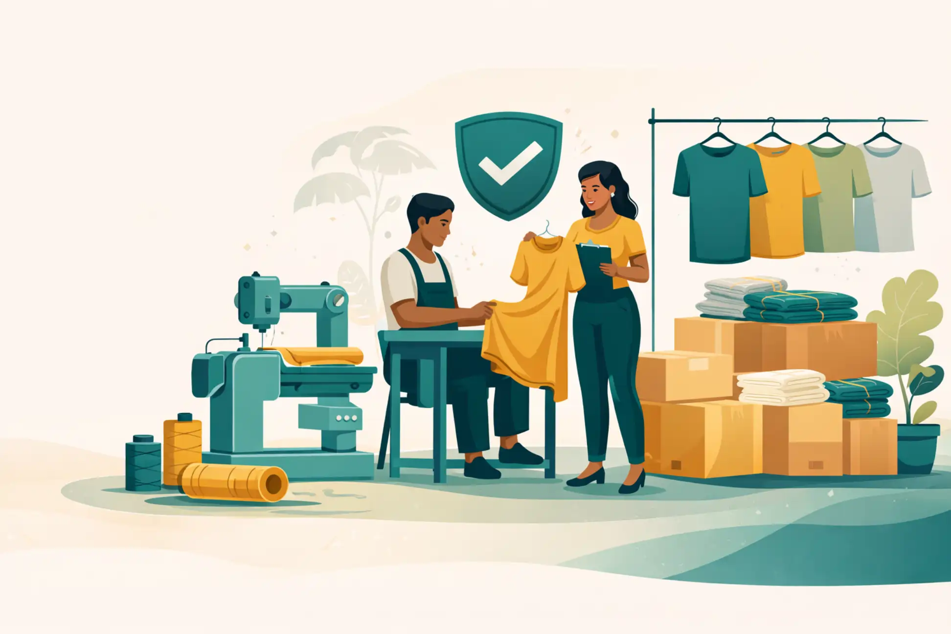 Reliable garment factory Nigeria showing production workflow, quality control and finished clothing ready for delivery